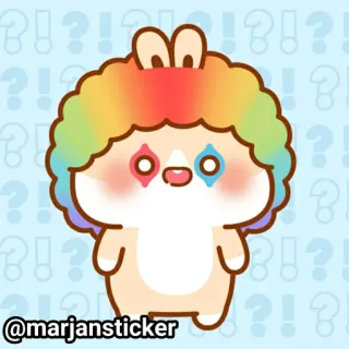 ❤️ @marjansticker стикер, мультфильм, зайчик, клоун, радуга, милый telegram sticker