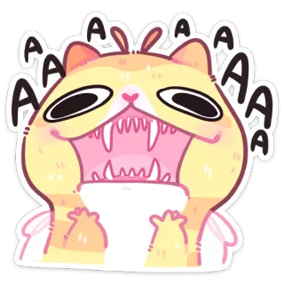 👹 AAAAAAA cat, screaming, animal, cartoon, meme, funny telegram sticker