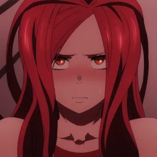 🧯 anime, red hair, female, serious expression, illustration telegram sticker