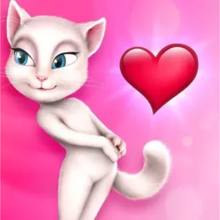 👅 Talking Angela Talking Tom and Friends cat, talking angela, heart, pink, cute, love, anthropomorphic cat telegram sticker