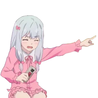 👩 Eromanga Sensei 动漫, 女孩, 可爱, 指, 纱雾, 埃罗芒阿老师 telegram sticker