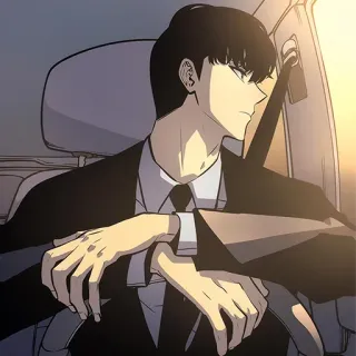 ♠️ anime, manga, manhwa, suit, car, sung jinwoo, solo leveling whatsapp sticker