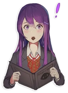 😳 Yuri Doki Doki Literature Club! Portrait of Markov Anime, Mangá, Terror, Livro, Menina, Roxo telegram sticker