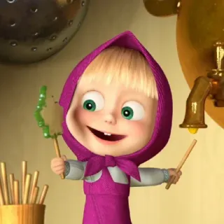 😄 Masha Masha and the Bear мультфильм, анимация, дети, девочка, Маша и Медведь, счастливый telegram sticker
