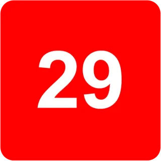 🟥 29 number, red, white, numerical telegram sticker