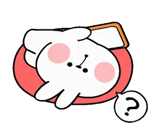 😕 ? Вопросительный знак, Кролик, Мультфильм, Милый, Смущенный telegram sticker