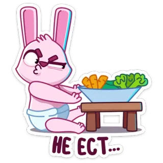 🤢 HE ECTS... coniglio, animale, cartone animato, insalata, carote, divertente whatsapp sticker