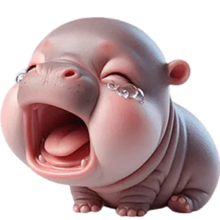 😭 ippopotamo, piangere, triste, bambino, animale, mammifero, cartone animato whatsapp sticker