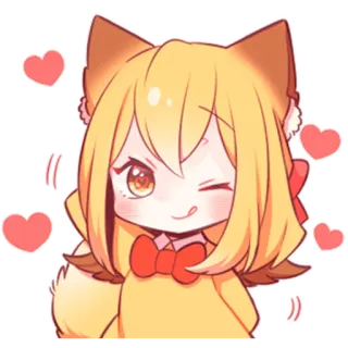 😋 anime girl, kawaii, cute, hearts, fox girl telegram sticker
