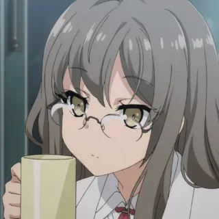 📟 animé, fille, lunettes, mignon, boire, thé telegram sticker