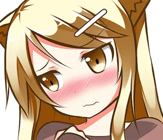 😳 动漫, 猫娘, 害羞, 脸红, 可爱, 卡哇伊 whatsapp sticker