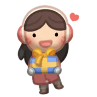 🎁 Cartoon, Meisje, Cadeau, Leuk, Liefde, Hart telegram sticker