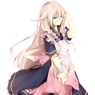 😒 アニメの女の子, ロングヘア, 青い目, メイド, 可愛い, 三つ編み telegram sticker