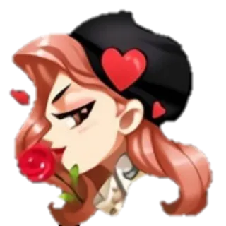 🌹 女性, ハート, バラ, ベレー帽, かわいい, 愛 telegram sticker