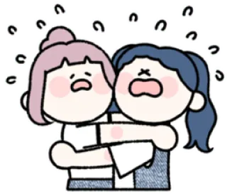 😭 Cartoon, Umarmung, Verängstigt, Erschrocken, Weinend, Verzweifelt telegram sticker