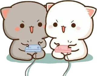 😗 kucing, gaming, imut, kartun, kawaii, game, stiker telegram sticker