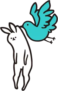 🕊 rabbit, bird, sticker, cartoon, animal telegram sticker