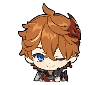😉 Tartaglia Genshin Impact character, game, anime, chibi, ginger, mask telegram sticker