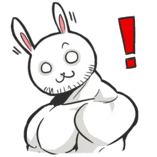 ❗ Hase, Tier, Muskeln, Fitness, Ausrufezeichen whatsapp sticker