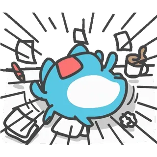 🧊 sticker, cartoon, office, desk, paper, stressed telegram sticker