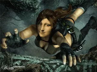 🤪 Lara Croft Tomb Raider Lara Croft, Tomb Raider, Videojuego, Acción, Aventura, Mona Lisa, Parodia whatsapp sticker