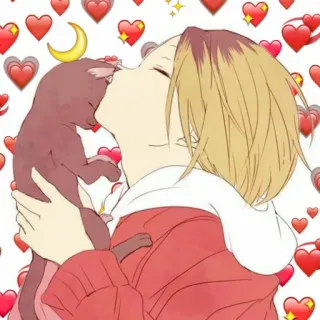 ❤️ anime, cartone animato, gatto, cuori, carino telegram sticker
