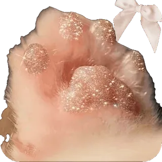 🤲 cat paw, pink, glitter, cute, bow, fluffy, aesthetic, animal, pet telegram sticker