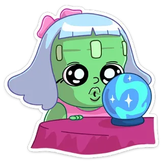🔮 voyante, zombie, boule de cristal, mignon, autocollant telegram sticker