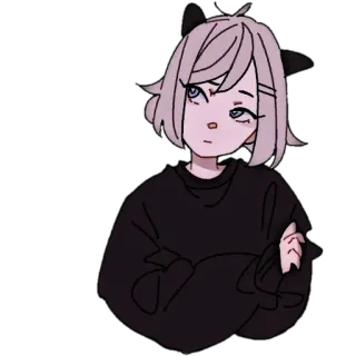 🦋 Anime, Imut, Gadis, Telinga kucing, Seni telegram sticker