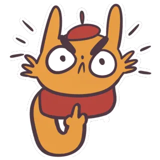 😡 dito medio, cartone animato, sticker, offensivo, gesto, gatto whatsapp sticker