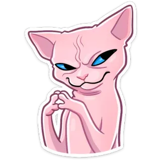 👀 Katze, Sphynx, Sticker, Böse, Pläne schmieden, Cartoon, Tier telegram sticker