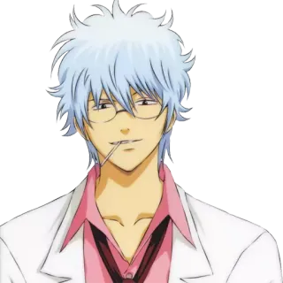 🍰 Sakata Gintoki Gintama Anime, Óculos, Cabelo Branco, Personagem, Sakata, Gintoki whatsapp sticker