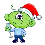 🥂 Alien, Weihnachtsmütze, Feier, Weihnachten, Neujahr, Festlich telegram sticker