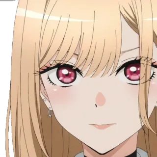 😕 anime, gadis, rambut pirang, mata merah, potret telegram sticker