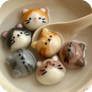 🫥 deser, koty, jedzenie, słodkie, kawaii, mochi telegram sticker