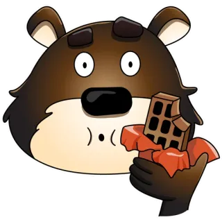 🍫 ours, chocolat, manger, dessin animé, animal whatsapp sticker