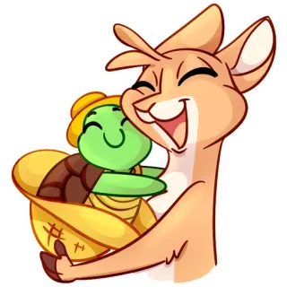 😉 rusa, kura-kura, peluk, persahabatan, hewan, kartun telegram sticker