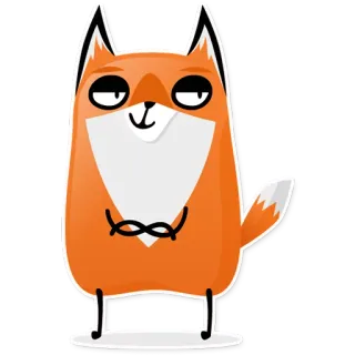 😏 volpe, animale, cartone animato, adesivo, carino, arancione, divertente whatsapp sticker
