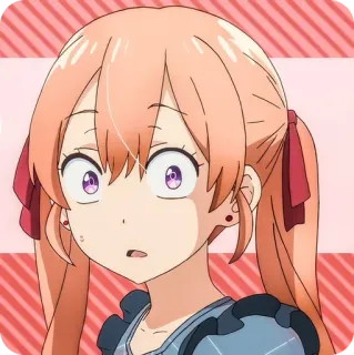 😳 Anime, Dziewczyna, Zaskoczona, Różowe włosy, Słodka telegram sticker