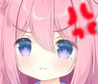 😶 Anime, Enojado, Sticker, Lindo, Rosa, Chica whatsapp sticker