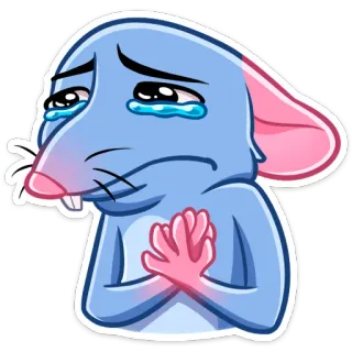 ☹️ rata, ratón, triste, llorando, emoción, animal, dibujo animado telegram sticker