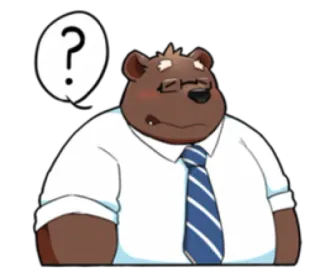 ❓ หมี, คำถาม, สำนักงาน, เนคไท, สับสน, การ์ตูน telegram sticker
