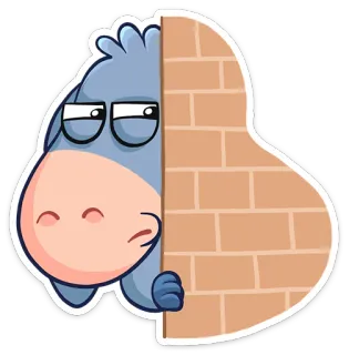 😑 漫画, 動物, ロバ, 壁, 覗く, 面白い telegram sticker
