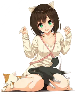 🧸 アニメ, 猫耳, 猫, ネコ, マンガ telegram sticker