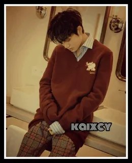 👨 KAIXCY korean, boy, sweater, cute, indoors, fashion telegram sticker