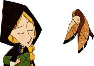 😝 Robyn Goodfellowe Wolfwalkers การ์ตูน, Wolfwalkers, Robyn Goodfellowe, นก, เหยี่ยว, แอนิเมชั่น telegram sticker