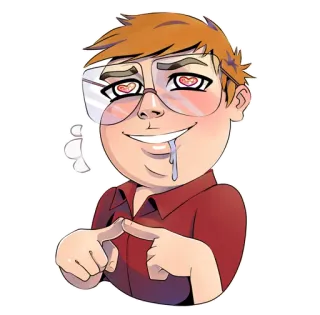 🤤 Dessin animé, Personnage, Lunettes, Cheveux roux, Bave whatsapp sticker