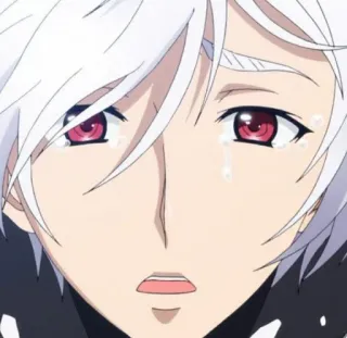 🎴 anime, manga, crying, white hair, red eyes telegram sticker
