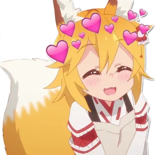 🥰 Senko The Helpful Fox Senko-san Anime, Garota Raposa, Fofo, Corações, Senko-san, Aconchegante telegram sticker