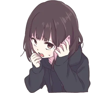😱 Fille anime, Appel téléphonique, Inquiet/inquiète, Mignon/mignonne, Autocollant telegram sticker